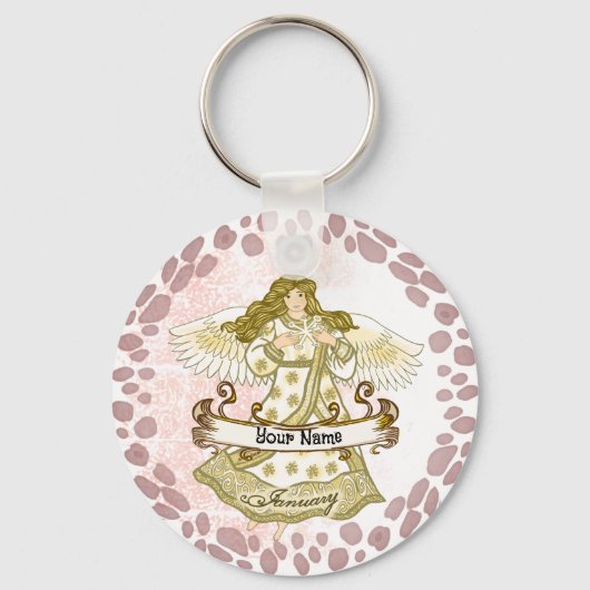 Januari Verjaardag Angel verjaardag aangepaste sle Sleutelhanger (Voorkant)