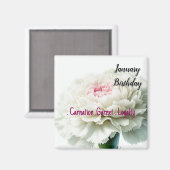 Januari Verjaardag Bloeit Anjer En Granaat Magneet (Voorkant / Achterkant)