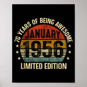 Januari Verjaardag Est 1956 Limited Edition Vintag Poster