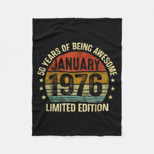 Januari Verjaardag Est 1976 Limited Editie Vintage Fleece Deken