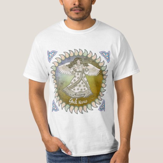 Januari verjaardag lelie engel t-shirt (Voorkant)