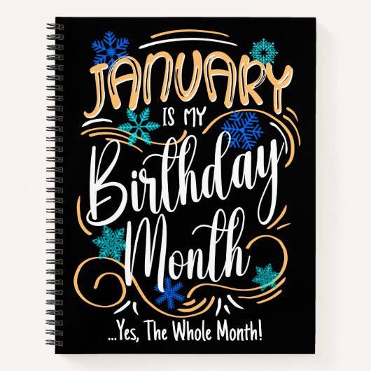 Januari Verjaardag Maand, Hele Maand, Dag Feest Notitieboek (Voorkant)