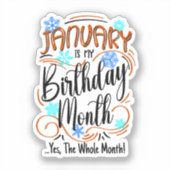 Januari Verjaardag Maand, Hele Maand, Feestdag Sticker (Voorkant)