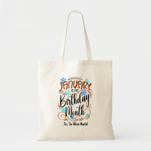 Januari Verjaardag Maand, Hele Maand, Fun Party Tote Bag (Voorkant)