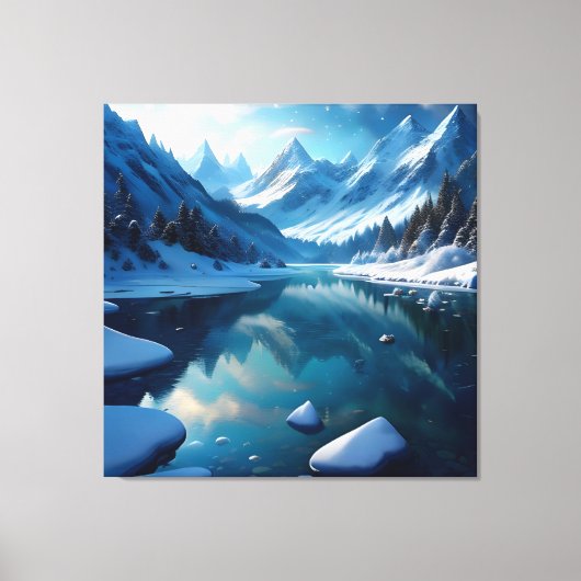 Januari Winter Bevroren Landschap Canvas Afdruk (Voorkant)