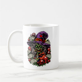 Januari Zombie Heks met Edelstenen en Bloemen Koffiemok