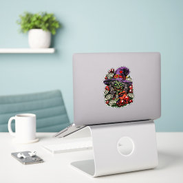 Januari Zombie Heks met Edelstenen en Bloemen Sticker