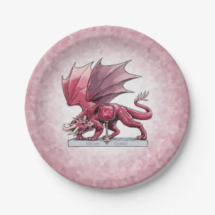 Januari's Birthstone Dragon: Garnet Paper Borden Papieren Bordje
