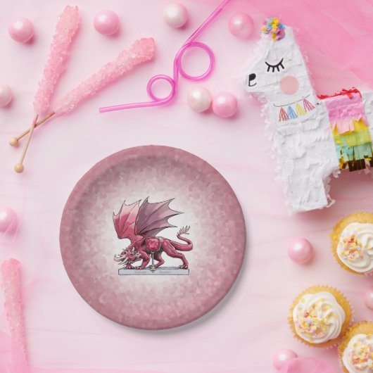 Januari's Birthstone Dragon: Granaatrood Papieren Bordje (Feest)