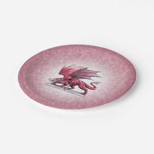 Januari's Birthstone Dragon: Granaatrood Papieren Bordje (Gekanteld)