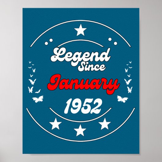 January 1952 Birthday Legend Man Boy Since January Poster (Voorkant)