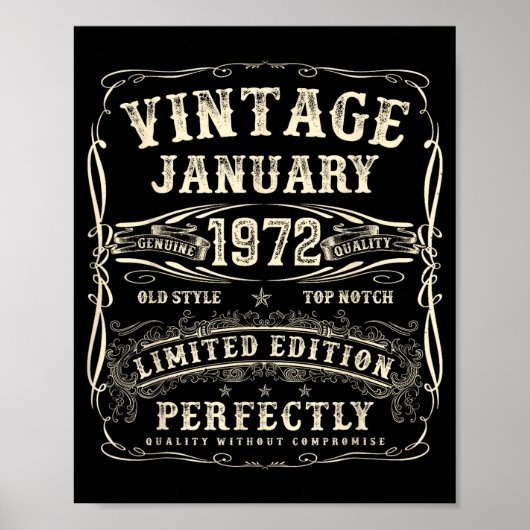 January 1972 54th Birthday For Men 54 Year Old Bda Poster (Voorkant)