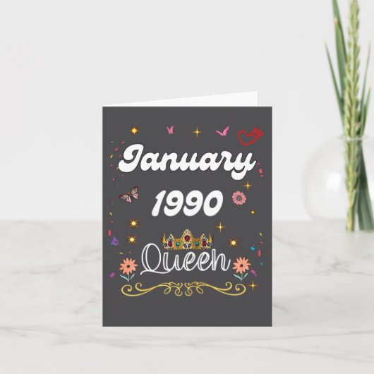 January 1990 Queen Since January 1990 Birthday Gir Kaart (Voorkant)