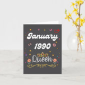 January 1990 Queen Since January 1990 Birthday Gir Kaart (Gele Bloem)