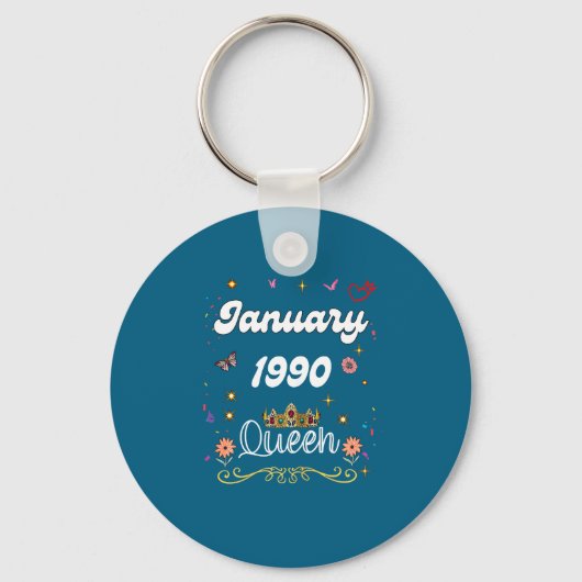 January 1990 Queen Since January 1990 Birthday Gir Sleutelhanger (Voorkant)