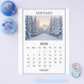 January 2026 Snowy Mountain Calendar Page  Flyer (Enkel)