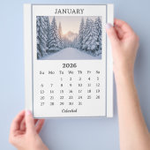 January 2026 Snowy Mountain Calendar Page  Flyer (Hand)