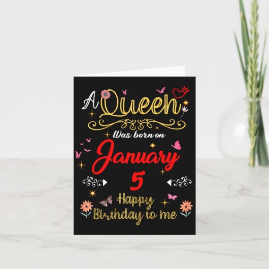 January 5 Birthday A Queen Was Born In 5th January Kaart (Voorkant)