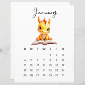 January Baby Dragon Art Print Whimsical Fantasy (Voorkant / Achterkant)
