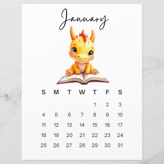 January Baby Dragon Art Print Whimsical Fantasy (Voorkant)