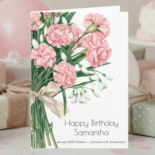 January Birth Flower Birthday Card | Carnations Kaart