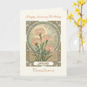 January Birth Flower Carnation Flowers Art  Nouvea Kaart (Gele Bloem)