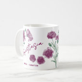 January Birth Flower Custom Name Carnation Koffiemok (Voorkant links)