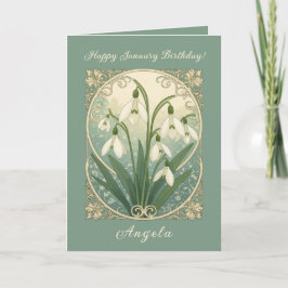 January Birth Flower White Snowdrop Flowers Art No Kaart