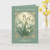 January Birth Flower White Snowdrop Flowers Art No Kaart (Gele Bloem)