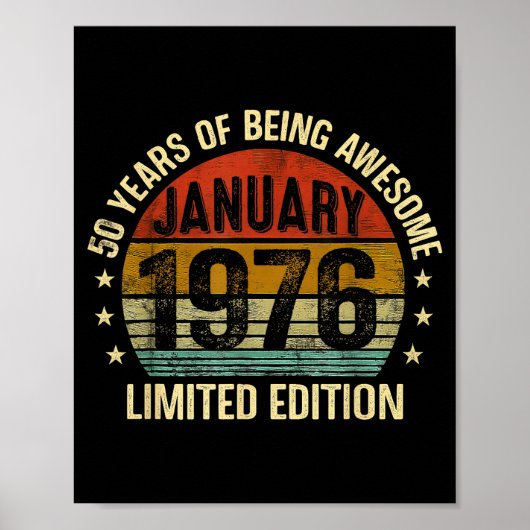 January Birthday Est 1976 Limited Edition Vintage  Poster (Voorkant)