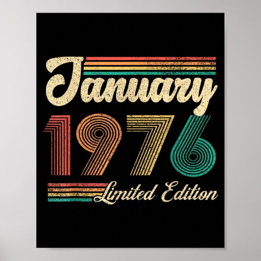 January Birthday Est 1976 Limited Edition Vintage  Poster (Voorkant)