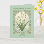 January Birthday Galanthus Flowers Art Nouveau Sty Kaart (Gele Bloem)