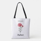 January Birthday Gift Carnation Birth Flower Art Tote Bag (Achterkant)