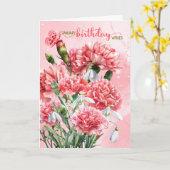 January Birthday Pink Carnations with Snowdrops Kaart (Gele Bloem)