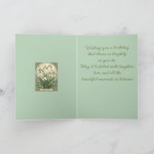 January Birthday Snowdrop Flowers Art Nouveau Styl Kaart (Binnen)
