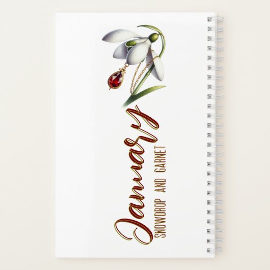 January Bloom & Birthstone Personalized Bookmark Notitieboek (Achterkant)