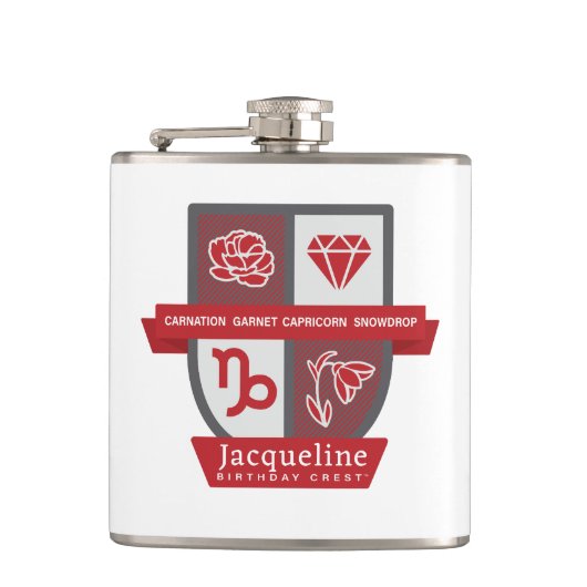 January (Capricorn) Birthday Crest™ Flask Heupfles (Voorkant)