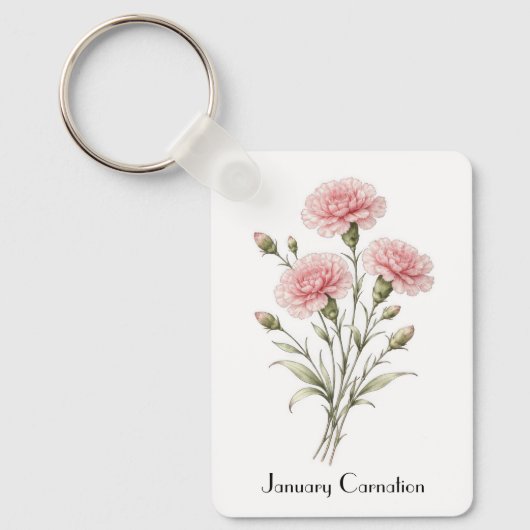 January Carnation Flowers  Sleutelhanger (Voorkant)
