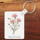 January Carnation Flowers  Sleutelhanger (Achterkant)