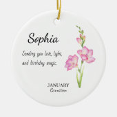 January Carnation Personalized Birthday Keramisch Ornament (Voorkant)