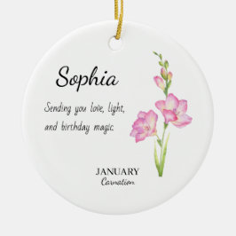 January Carnation Personalized Birthday Keramisch Ornament