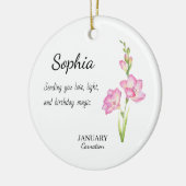 January Carnation Personalized Birthday Keramisch Ornament (Links)
