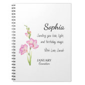 January Carnation Personalized Birthday Notitieboek (Voorkant)