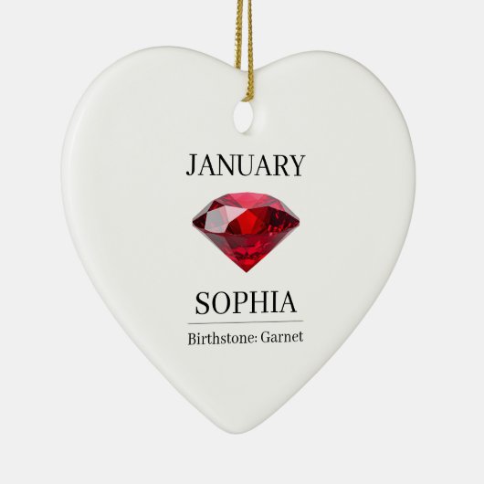 January Garnet Personalized Birthday Keramisch Ornament (Rechts)