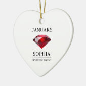 January Garnet Personalized Birthday Keramisch Ornament (Links)