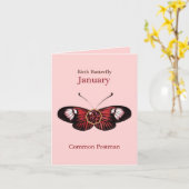 January Red Common Postman Butterfly Illustration Kaart (Gele Bloem)
