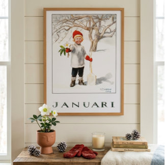 January Winter King Illustration by Elsa Beskow  Poster
