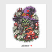 January Zombie Witch with Gems and Flowers Sticker (Vel)