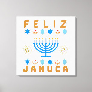 Januca, Feliz Januca, Menorah, Masada, Janucia Canvas Afdruk