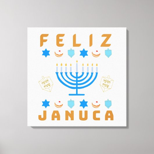 Januca, Feliz Januca, Menorah, Masada, Janucia Canvas Afdruk (Voorkant)